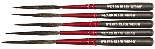 Mack Brush Andrew Mack Wizard Black Widow Scroll Striper Sizes 000, 00, 0, 1, 2 Set WBW - Image 1