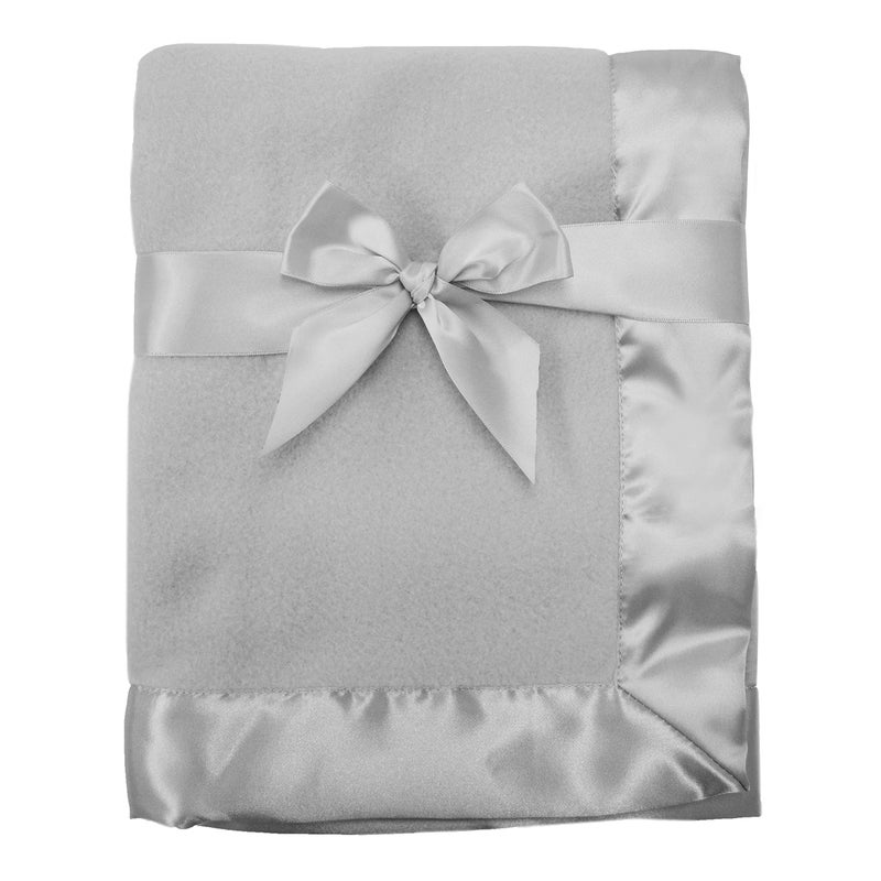 TL Care Fleece Blanket with Silk-Like Satin Trim, Soft, Warm & Cozy, Gray, 30" x 40" for Boys and Girls, Perfect for Baby Carrier, Stroller, Travel and Gifting - Image 1