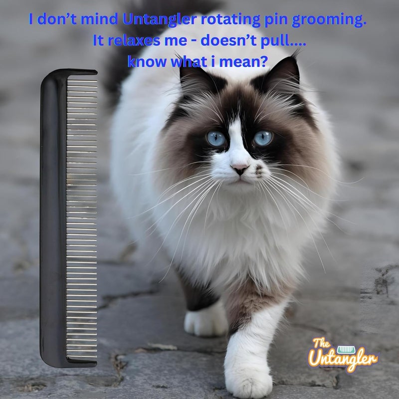 Untangler Pet comb for easy mat removal - silky smooth rotating teeth untangles without causing pain to pets (7" Onyx Black) - Image 5