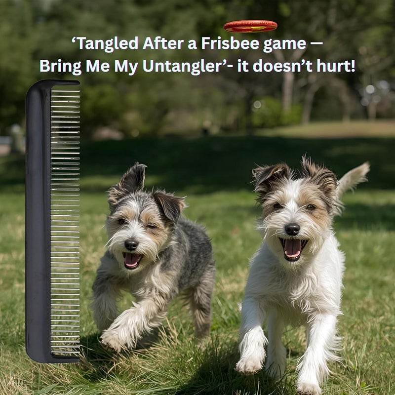 Untangler Pet comb for easy mat removal - silky smooth rotating teeth untangles without causing pain to pets (7" Onyx Black) - Image 2