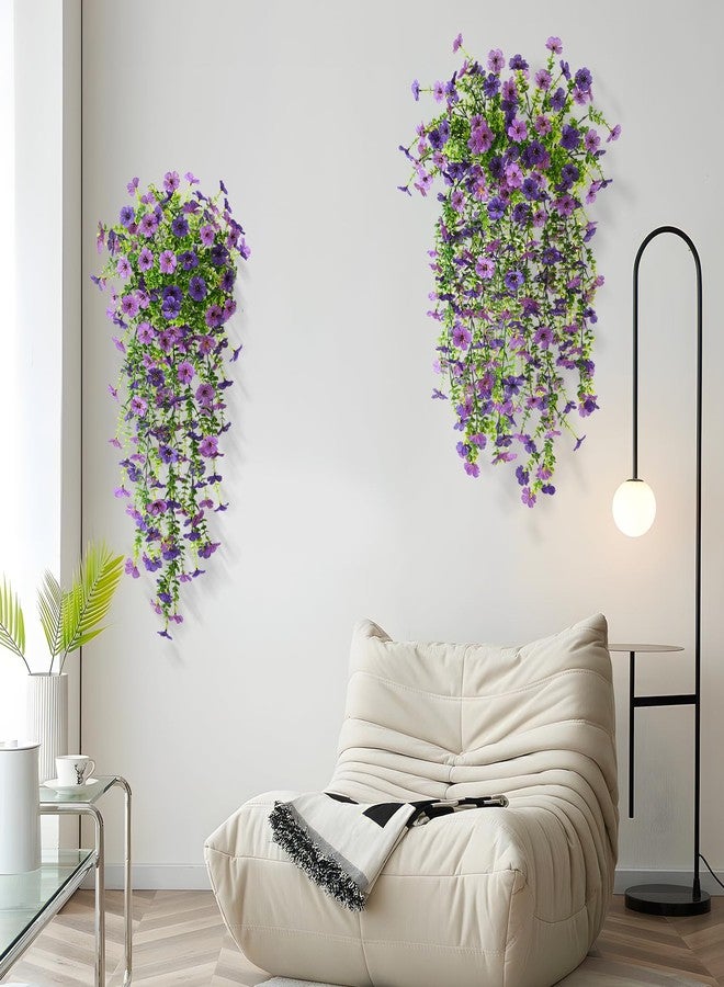 ZFProcess Artificial Hanging Flowers Plants for Outdoor Spring Decoration, 2PCS Faux Silk Daisy UV Resistant Look Real for Outside Home Indoor Planter Porch Window Yard Decor(Dark Orchid) - Image 5