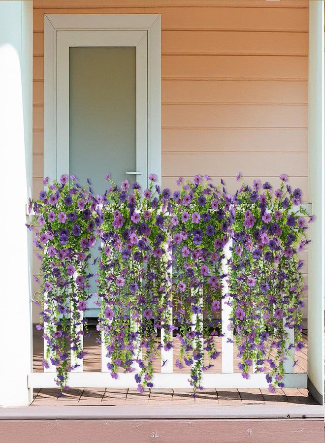 ZFProcess Artificial Hanging Flowers Plants for Outdoor Spring Decoration, 2PCS Faux Silk Daisy UV Resistant Look Real for Outside Home Indoor Planter Porch Window Yard Decor(Dark Orchid) - Image 4