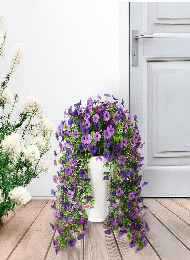 ZFProcess Artificial Hanging Flowers Plants for Outdoor Spring Decoration, 2PCS Faux Silk Daisy UV Resistant Look Real for Outside Home Indoor Planter Porch Window Yard Decor(Dark Orchid) - Image 3