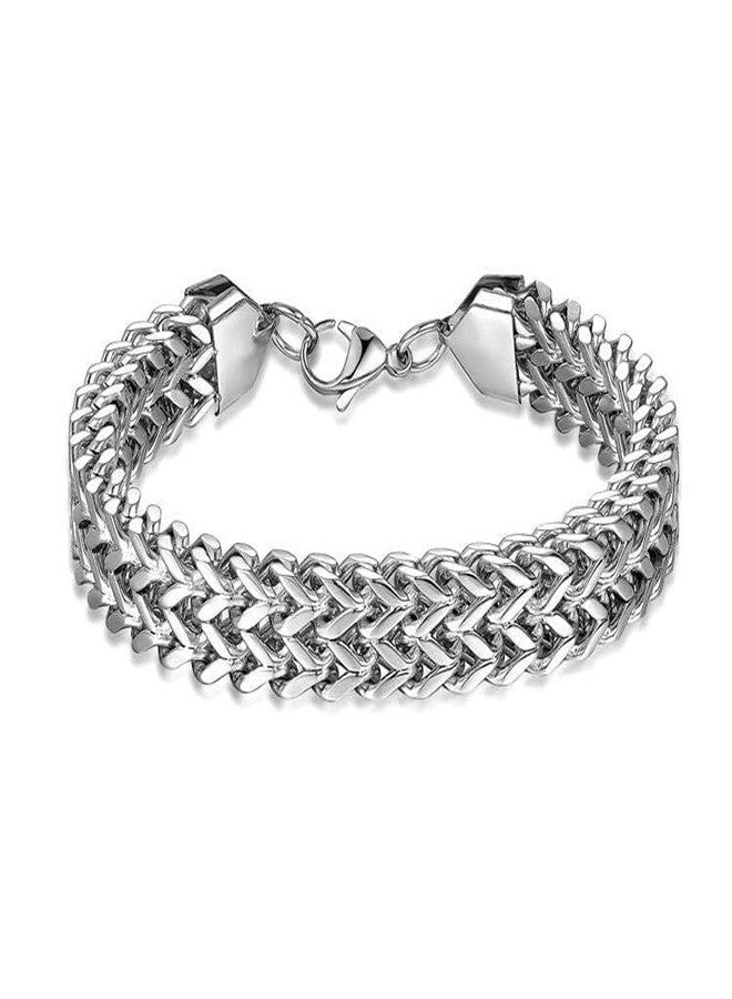 THE MEN THING ITALIAN MESH CLAW - Stainless Steel Italian trending Style, double-layer thick 10mm Bracelet, 8 inch with Lobster Claw Buckle for Men & Boy - Image 1