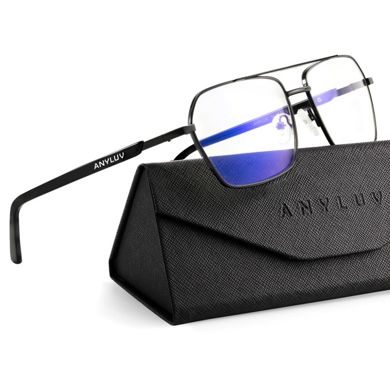 ANYLUV Reading Glasses Men Women Blue Light Blocking Premium Mens Reading Glasses Almg Frame with Spring Hinge Anti Glare
