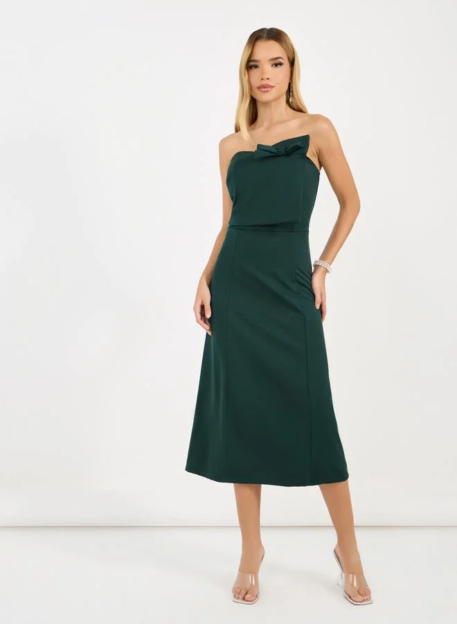 Styli Bow Strapless Dress