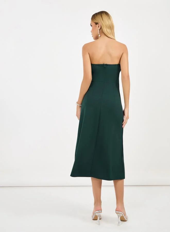 Styli Bow Strapless Dress