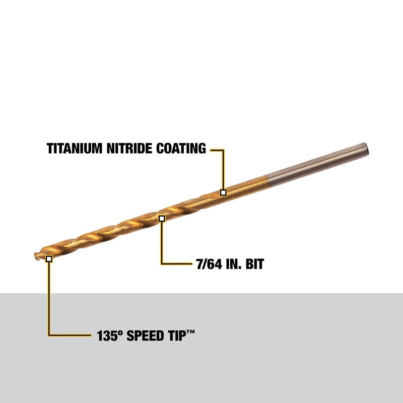 DEWALT DW1307 7/64-Inch Titanium Nitride Split Point Twist Drill Bit - Image 2