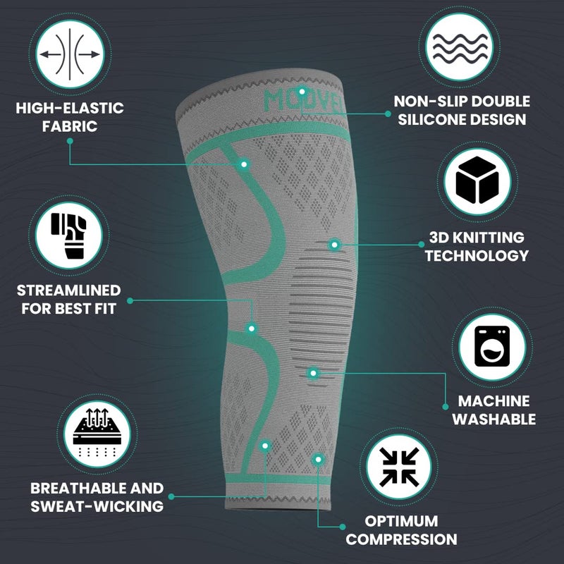 Modvel Compression Knee Brace for Women & Men, 2-Pack Knee Brace for Running Knee Pain, Knee Support Compression Sleeve, Workout Sports Knee Braces for Meniscus Tear, ACL & Arthritis Pain Relief - Image 5