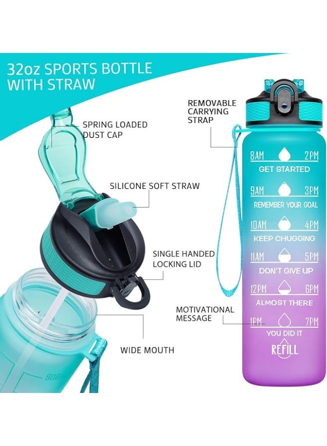 CITY STAR-Portal Durable sports & fitness bottle, with time indicator, a hole, bisphene a, blue-purple color, 32 oz capacity - Image 2