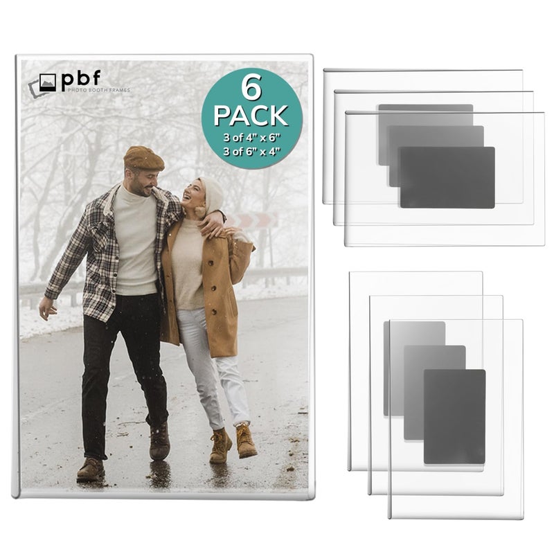 pbf 3Pack 4x6 3Pack 6x4 Magnetic Picture Frames for Refrigerator Clear Magnetic Acrylic Frames Magnetic Photo Holders for Fridge Locker Photo Board Art Display Sign Holder