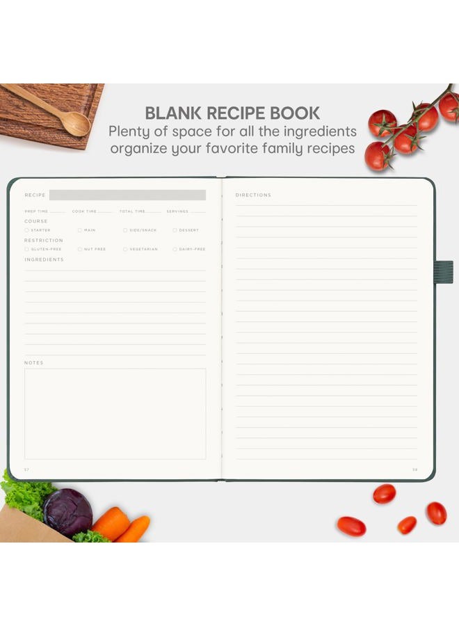 &And Per Se Recipe Book to Write in Your Own Recipes, Blank Recipe Book with Water-Resistant Hardcover, Empty CookBook to Organize Your Recipes - 5.7 X 8 Inches(Green) - Image 3