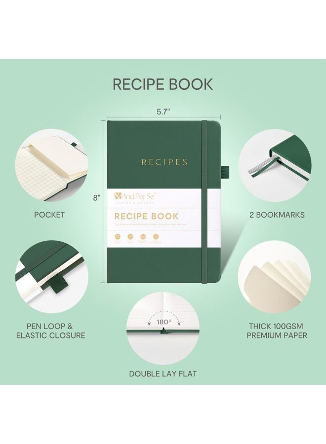 &And Per Se Recipe Book to Write in Your Own Recipes, Blank Recipe Book with Water-Resistant Hardcover, Empty CookBook to Organize Your Recipes - 5.7 X 8 Inches(Green) - Image 2