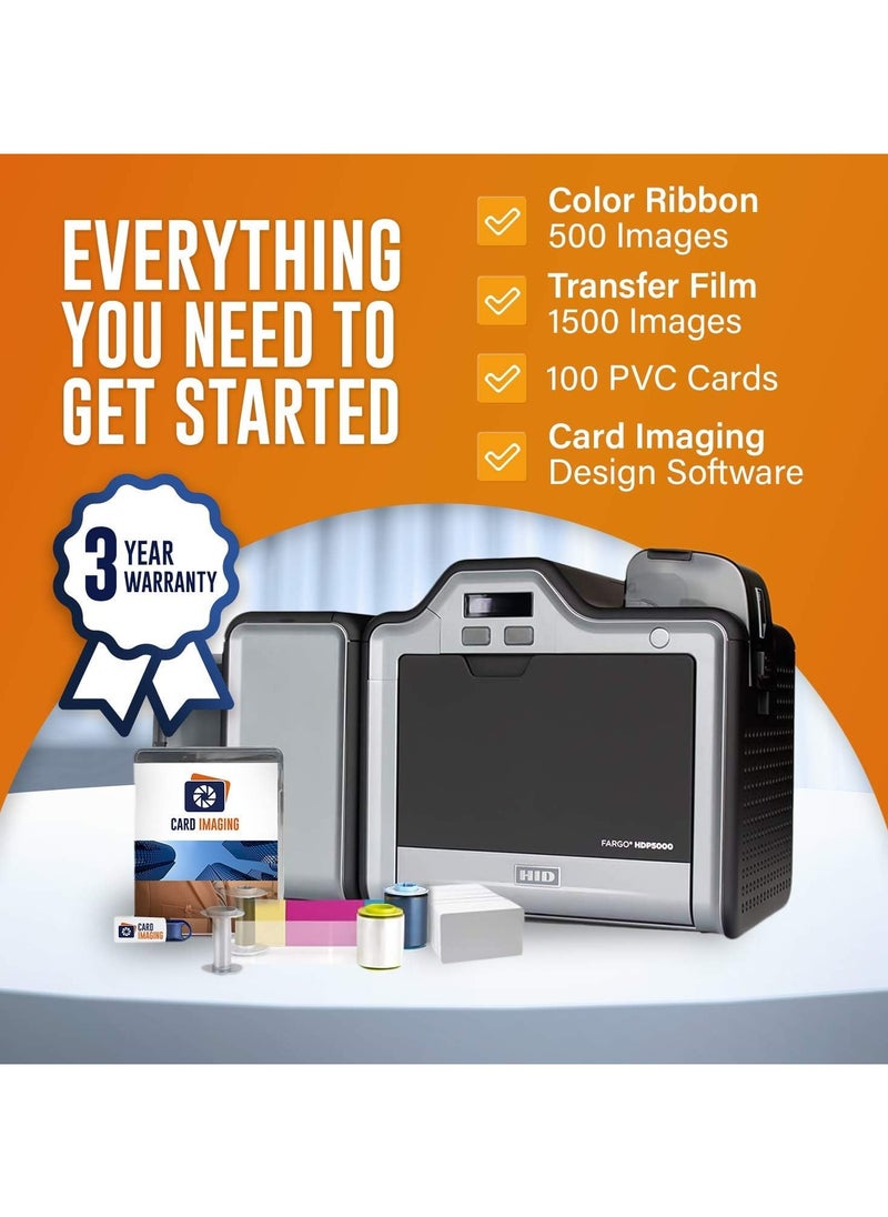 Fargo - Fargo HDP5000 Dual Side w Mag Encoder ID Card Printer & Supplies Bundle with Card Imaging Software 89013 - Image 1