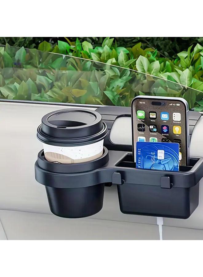 Black Car Door Organizer With Cup Holder Phone Holder And Card Pockets - Image 1