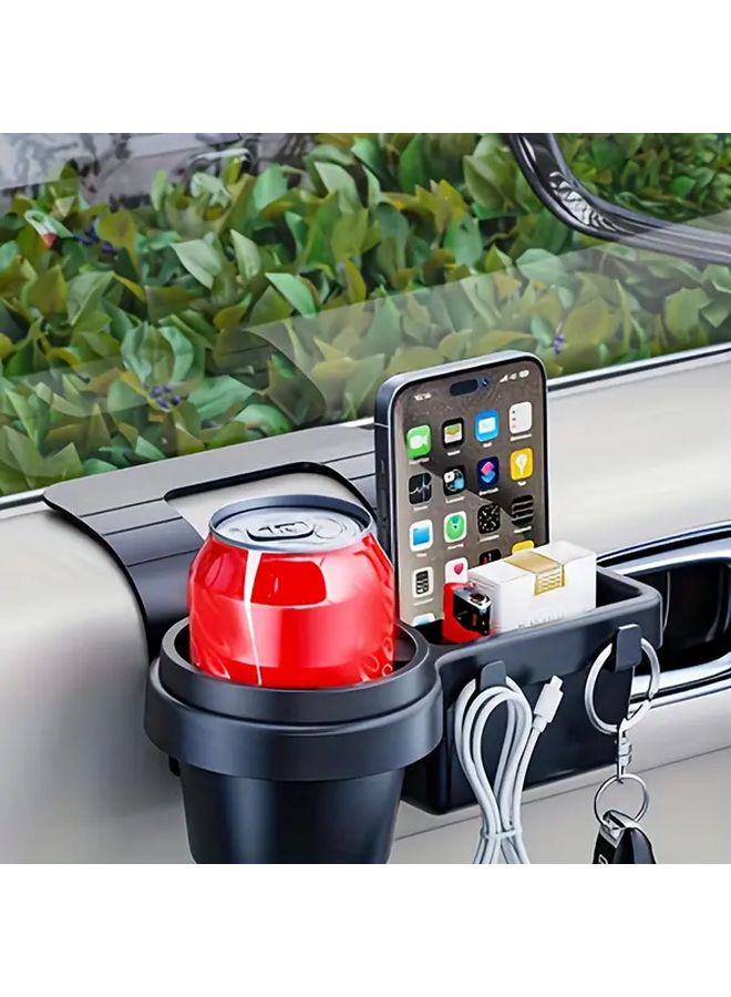 Black Car Door Organizer With Cup Holder Phone Holder And Card Pockets - Image 2