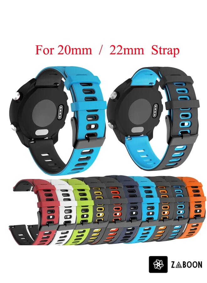 Zaboon Watch Band For Huawei Watch GT 2e 22mm Mixed-Color Silicone (Black+Blue) - Image 2