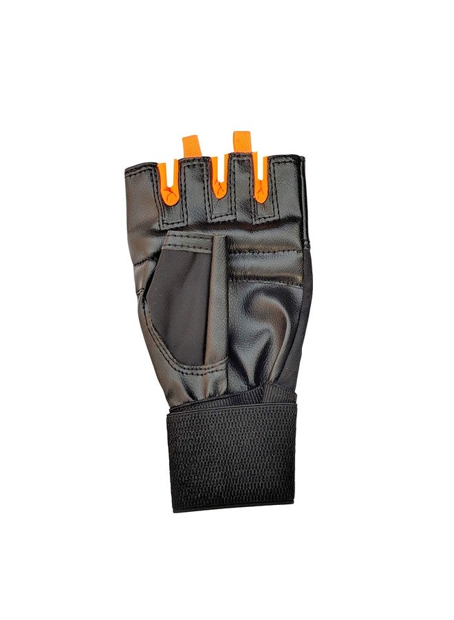 VICTORY Gym Gloves for Men & Women, Leather Weight Lifting Gloves for Gym Workout, Training and Exercise with Pullers, Sport Glove, Fitness Gloves, Hand Gloves - Free Size, Orange - Image 4