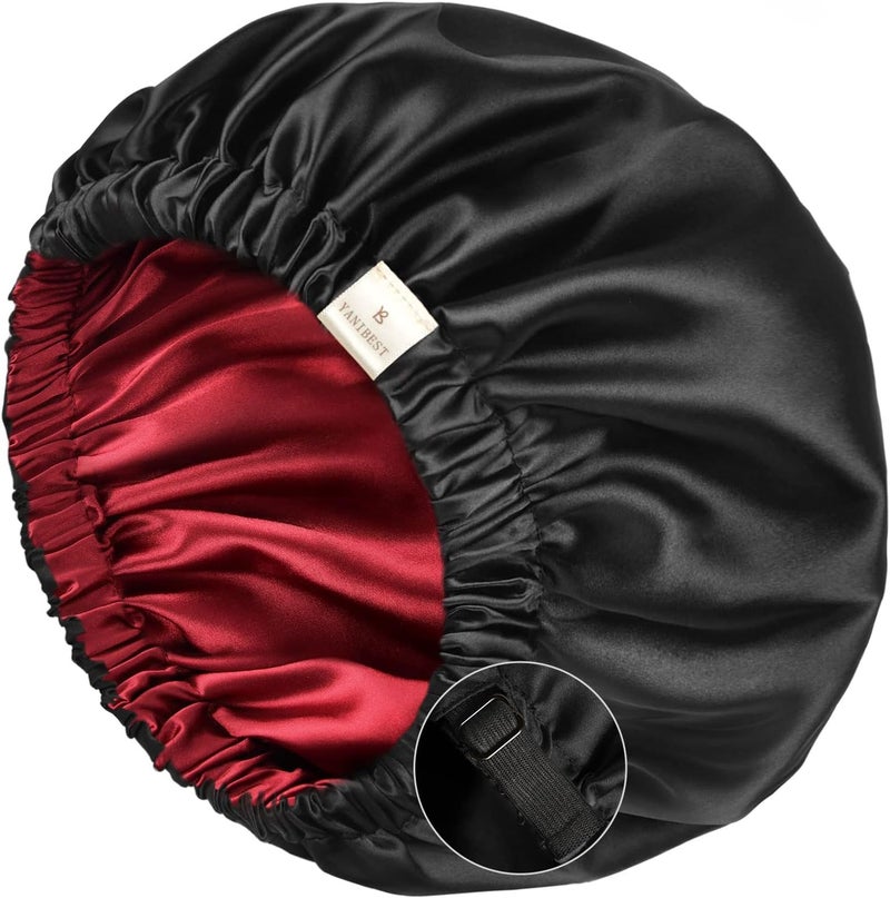 YANIBEST Silk Bonnet Satin Bonnet for Sleeping Women and Men, Adjustable Double Layer Hair Bonnet for Curly Braids Hair