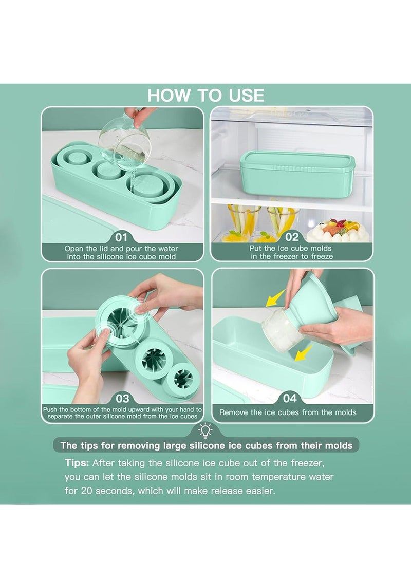 DMG TECH - Ice Cube Tray Hollow Cylinder Ice Cube Molds Silicone Ice Tray 3 Cavities Ice Cube - Image 1