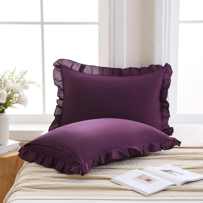 Merryword غطاء وسادة بلون بنفسجي، مقاس 20×54 بوصة، تصميم شيك وأنيق، غطاء وسادة لطيف (لون بنفسجي) - Image 1
