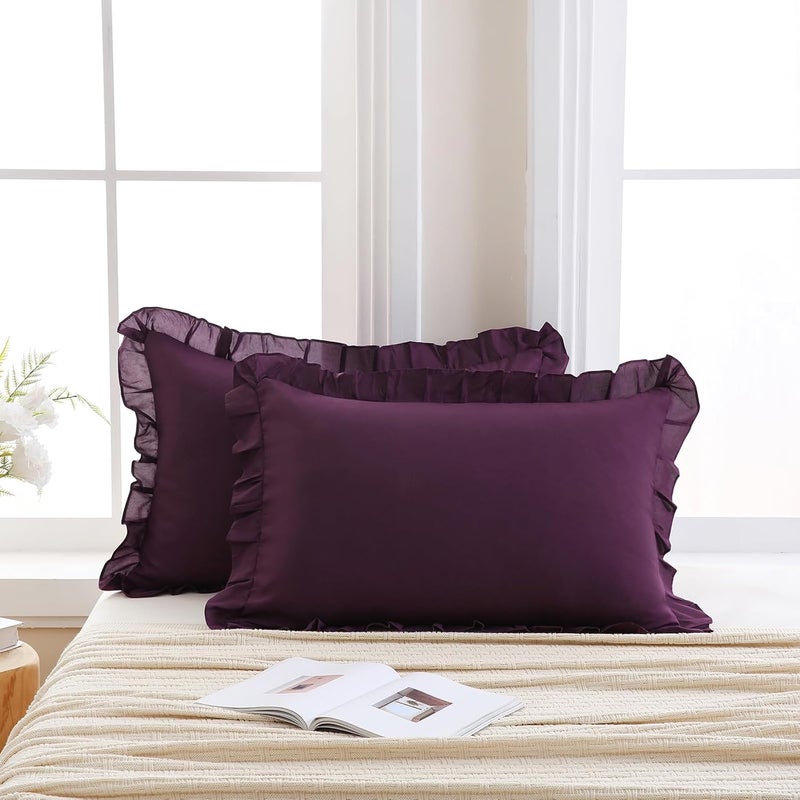 Merryword غطاء وسادة بلون بنفسجي، مقاس 20×54 بوصة، تصميم شيك وأنيق، غطاء وسادة لطيف (لون بنفسجي) - Image 2