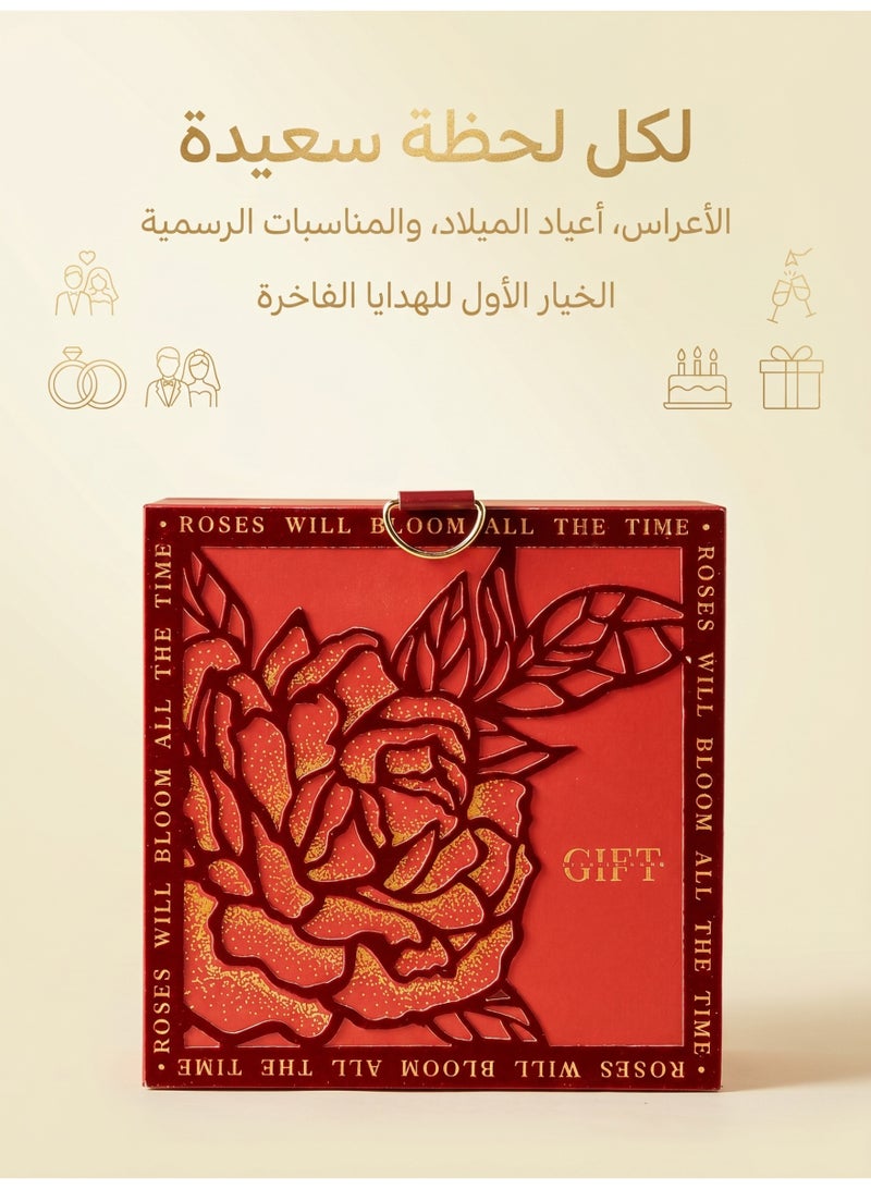 ميجيوسيون صندوق هدايا فاخر مربع 25x25x12سم - صندوق أنيق بمخمل ذهبي وإغلاق مغناطيسي - Image 2