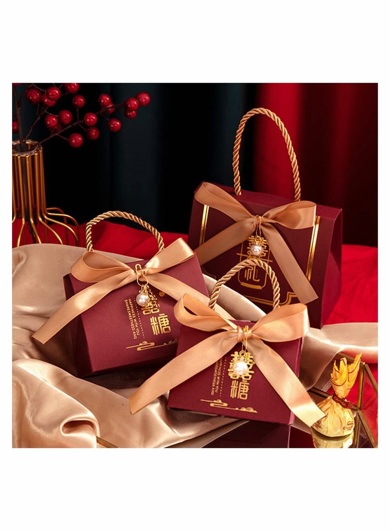 Chinese Wedding Favor Candy Boxes, 20 Pcs Romantic Biscuit Gift Boxes for Weddings, Bride and Baby Full Moon Celebrations, Elegant Knot Design with Ribbons, Perfect for Special Occasions - Image 5