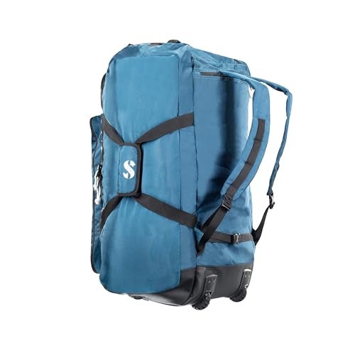 SCUBAPRO Sport 125 Roller Dive Bag with Backpack Straps, Top and Bottom Carry Handles and Double Duffel Straps for Scuba Diving Gear, Denim Blue Color Fabric - Image 4
