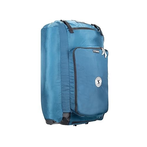 SCUBAPRO Sport 125 Roller Dive Bag with Backpack Straps, Top and Bottom Carry Handles and Double Duffel Straps for Scuba Diving Gear, Denim Blue Color Fabric - Image 1