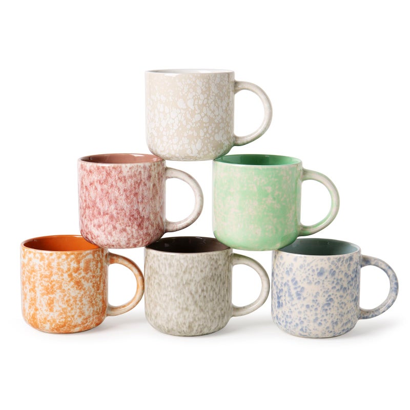 12 OZ Coffee Mugs Set of 6 Modern Coffee Mugs Set with handle for TeaLatteCappuccinoMilkCocoa