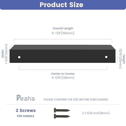 Peaha 30 Pack Kitchen Cabinet Handles 5 inch Black Pulls for Dresser Drawers Door Edge Finger Pull Aluminum Alloy Hardware - Image 3