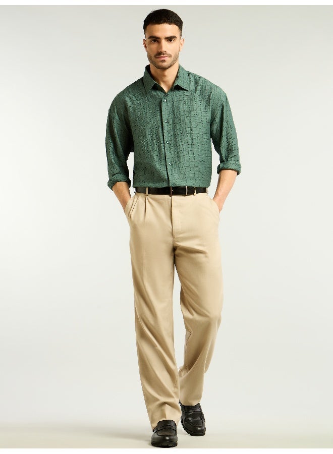 Beyoung Regent Green Textured Jacquard Shirt - Image 4