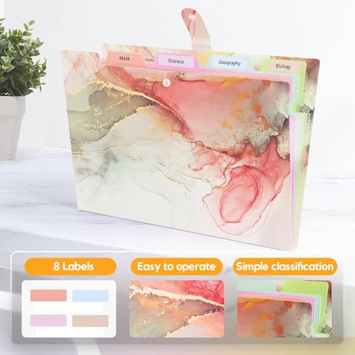 Corslet Expanding File Folder, Aesthetic Folders for School, Accordion File Organizer, Aesthetic Folder with Labels,5 Pockets Important Document Folders for School Office Home Marble Green - Image 2