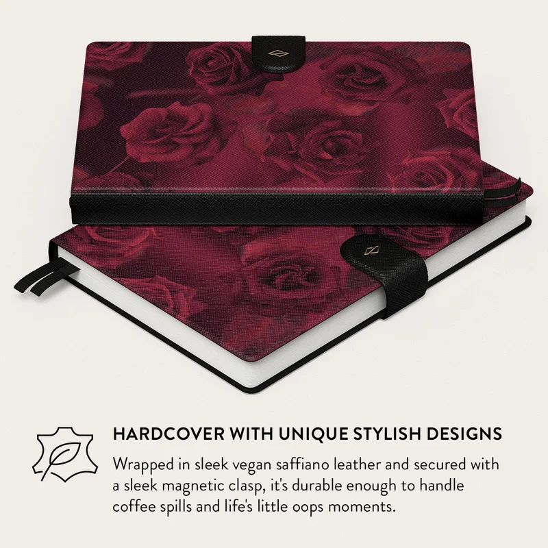 Burga Burga Notebook Femme Fatale Burga A5 Undated Infinity Planner with Magnetic Closure – Vegan Leather Hardcover Notebook, 144 Pages, 100 GSM FSC Paper, Flat Lay Binding, Back Pocket & Ribbon Markers – Femme Fatale  | Best Price UAE