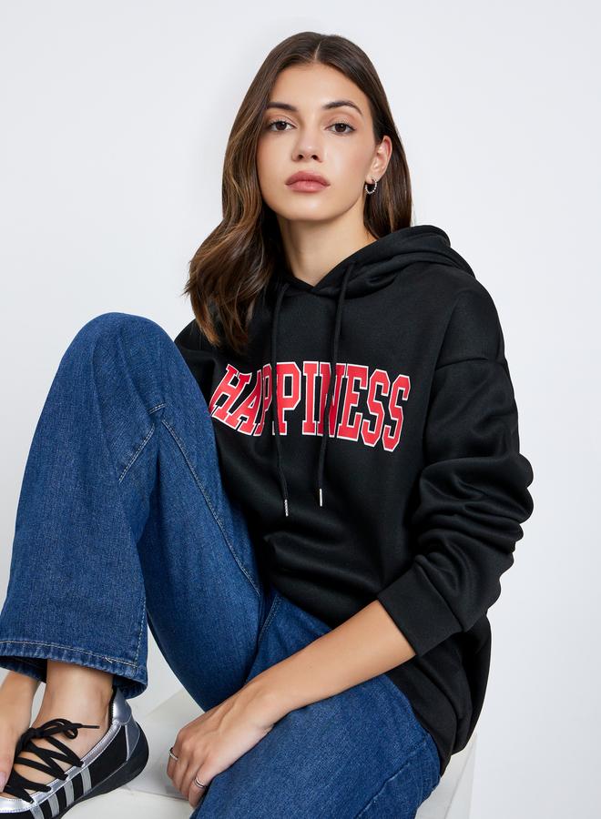 Take Two Women Black Slogan Print Hoodie - Image 1