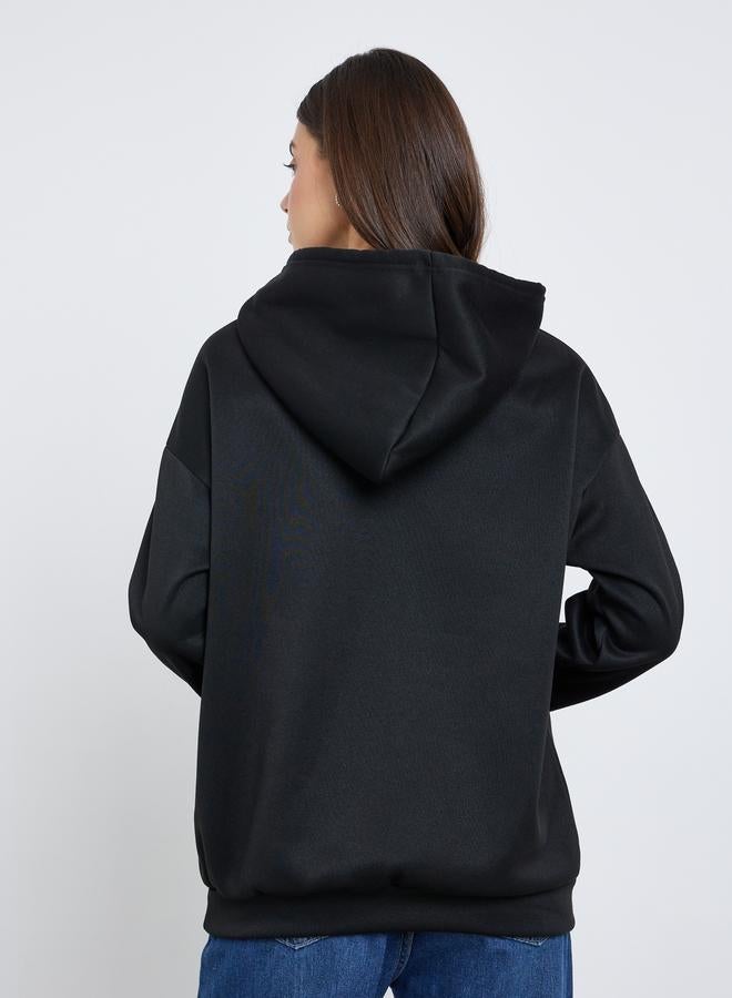 Take Two Women Black Slogan Print Hoodie - Image 5