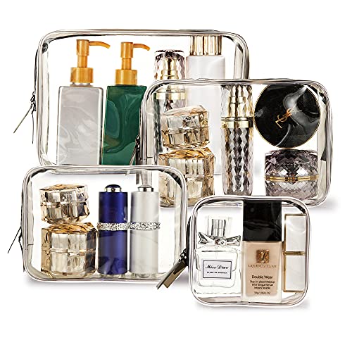 Ovenot 4 Pcs Clear Makeup Bags with Zipper, Makeup Cosmetic Bag for Women Men, Makeup Bag for Travel, Bathroom - Image 2