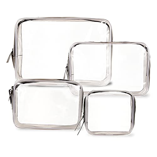 Ovenot 4 Pcs Clear Makeup Bags with Zipper, Makeup Cosmetic Bag for Women Men, Makeup Bag for Travel, Bathroom - Image 1