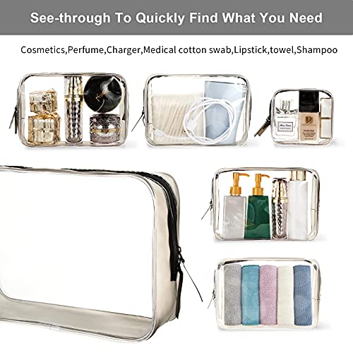 Ovenot 4 Pcs Clear Makeup Bags with Zipper, Makeup Cosmetic Bag for Women Men, Makeup Bag for Travel, Bathroom - Image 4