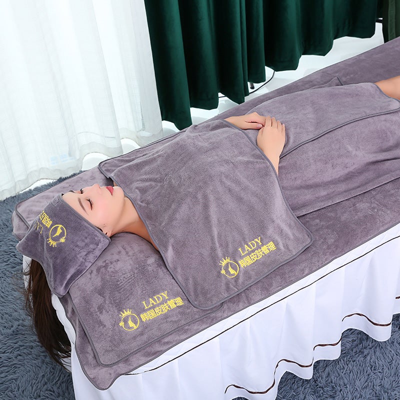 Special Towel Bath Towel Set For Beauty Salon Velcro Turban Bath Skirt Beauty Bed With Hole Large Towel Bed Towel - Image 1