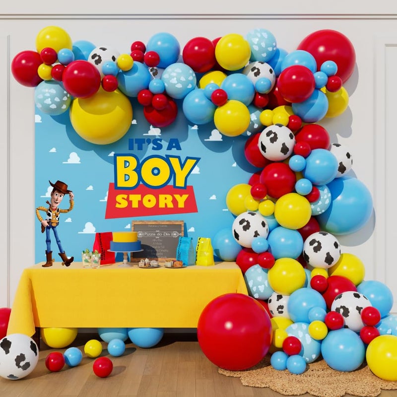 Beaumode Boy Story Balloon Arch Blue Red Yellow Garland Kit for Its a Boy Story Baby Boy Shower Western Cowboy Space Adventure Theme Kids Birthday Party Decorations Blue Red Yellow - Image 3