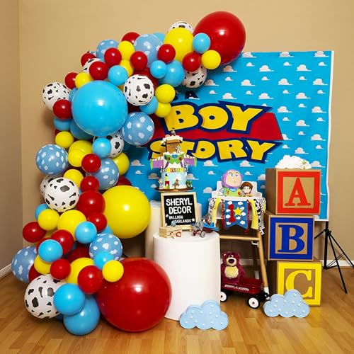 Beaumode Boy Story Balloon Arch Blue Red Yellow Garland Kit for Its a Boy Story Baby Boy Shower Western Cowboy Space Adventure Theme Kids Birthday Party Decorations Blue Red Yellow - Image 5