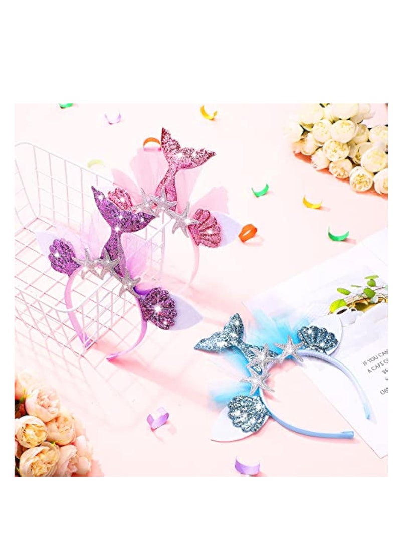 KASTWAVE 3 Pcs Mermaid Party Headband, Mermaid Hair Accessories, Glitter Mermaid Party Favors, Mermaid Party Supplies for Women Girls, A Perfect Addition to Your Trip Essentials and Accessories - Image 4