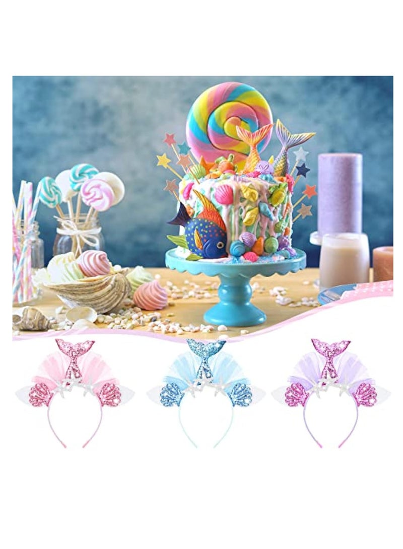 KASTWAVE 3 Pcs Mermaid Party Headband, Mermaid Hair Accessories, Glitter Mermaid Party Favors, Mermaid Party Supplies for Women Girls, A Perfect Addition to Your Trip Essentials and Accessories - Image 5