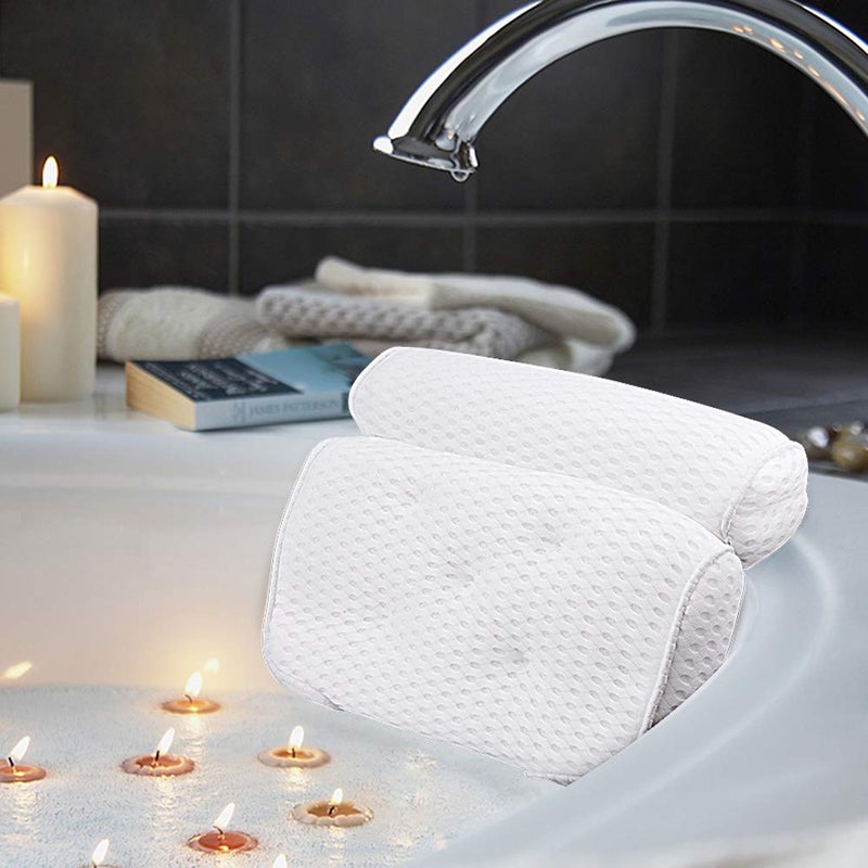 AmazeFan AmazeFan Bath Pillow, Bathtub Spa Pillow with 4D Air Mesh Technology and 7 Suction Cups, Helps Support Head, Back, Shoulder and Neck, Fits All Bathtub, Hot Tub and Home Spa [US. Patent Design]  - Image 1