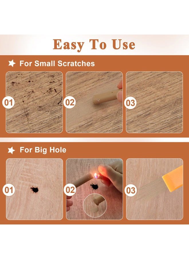 Anglekai 24PCS Furniture Repair Kit Wood Markers, Colorful Wood Filler Stick Floor Scratch Kits, Wooden Repair Wax Crayons Wax Sticks for Repairing Scratches - Image 5
