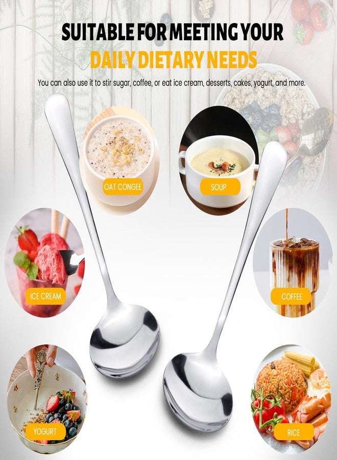 ASTIMESA 10 Pieces 6.7 In Round Soup Spoons Stainless Steel, Kitchen Tools Large Spoons Silverware Kit Flatware Set for Dumplings Noodles Wonton Gatherings Festivals - Image 5