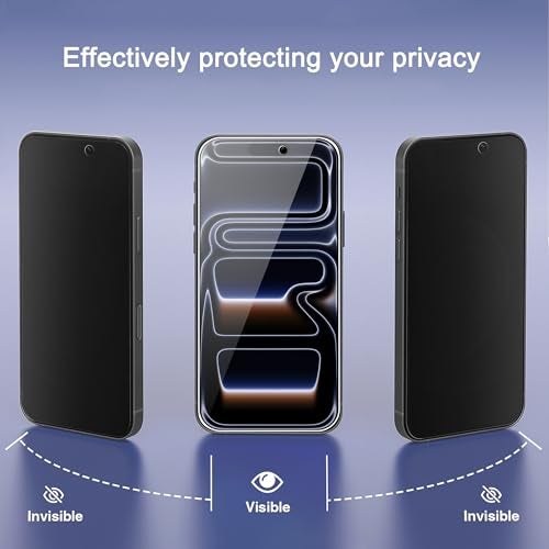 Ailun 3 Pack for iPhone 17 Pro Privacy Screen Protector [6.3 inch]+ 3 Pack Camera Lens Protector with Installation Frame,Dynamic Island Compatible,Anti Spy Tempered Glass[9H Hardness]-HD - Image 2