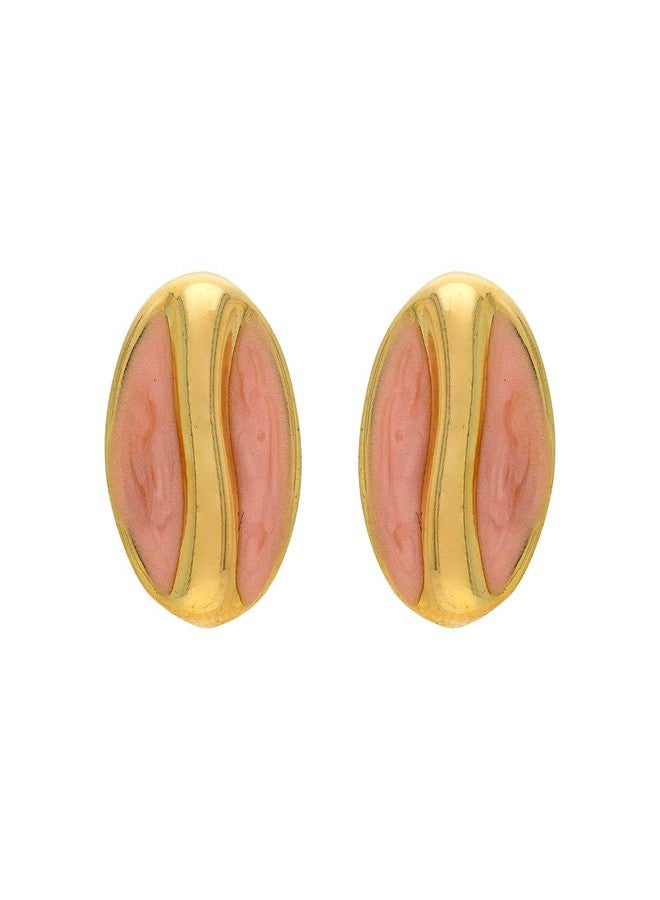 Kushal's Fashion Jewellery Peach Gold Polished Copper Trendy Stud Earrings, Best for Festive & Special Occasions - 455941 - Image 2
